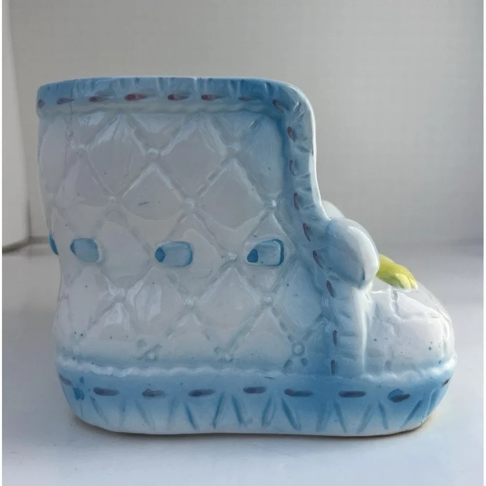 Planter Boot MY NEIL 1985 Blue‎ Ceramic Nursery Vase Baby Decor Vintage Gift